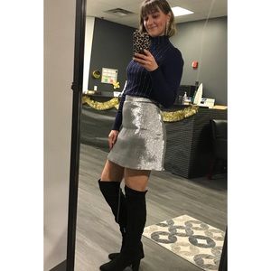 H&M Shimmery Silver A-Line Mini Skirt
